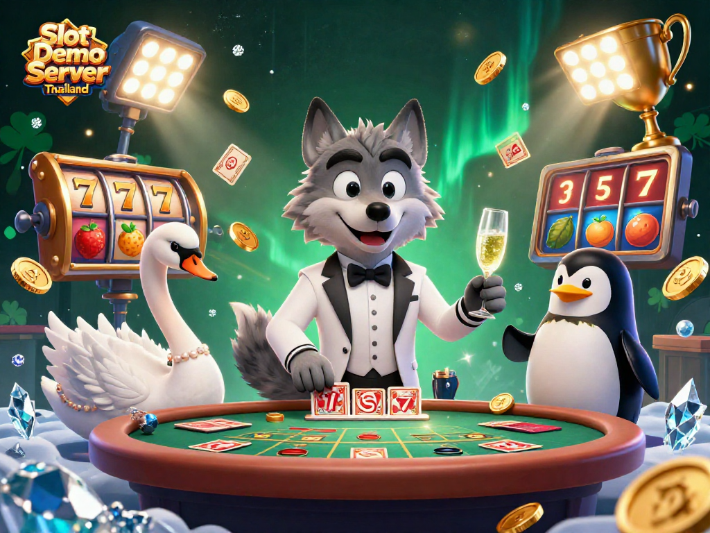 Watch the action unfold at the Slot Demo Server Thailand with vibrant 3D characters and dynamic casino elements.
