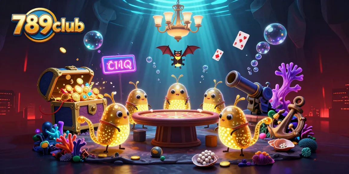 Light up your gaming adventure with 789club's vibrant casino scene featuring animated glowworms and treasures.