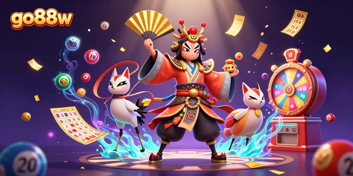 Engage in thrilling gameplay with go88w in vibrant 3D casino illustration featuring dynamic lottery elements.